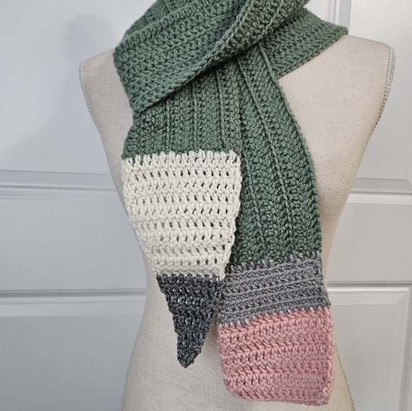 Handmade Crochet Pencil Scarf, Teacher Gift Ideas - Picture 2 of 4